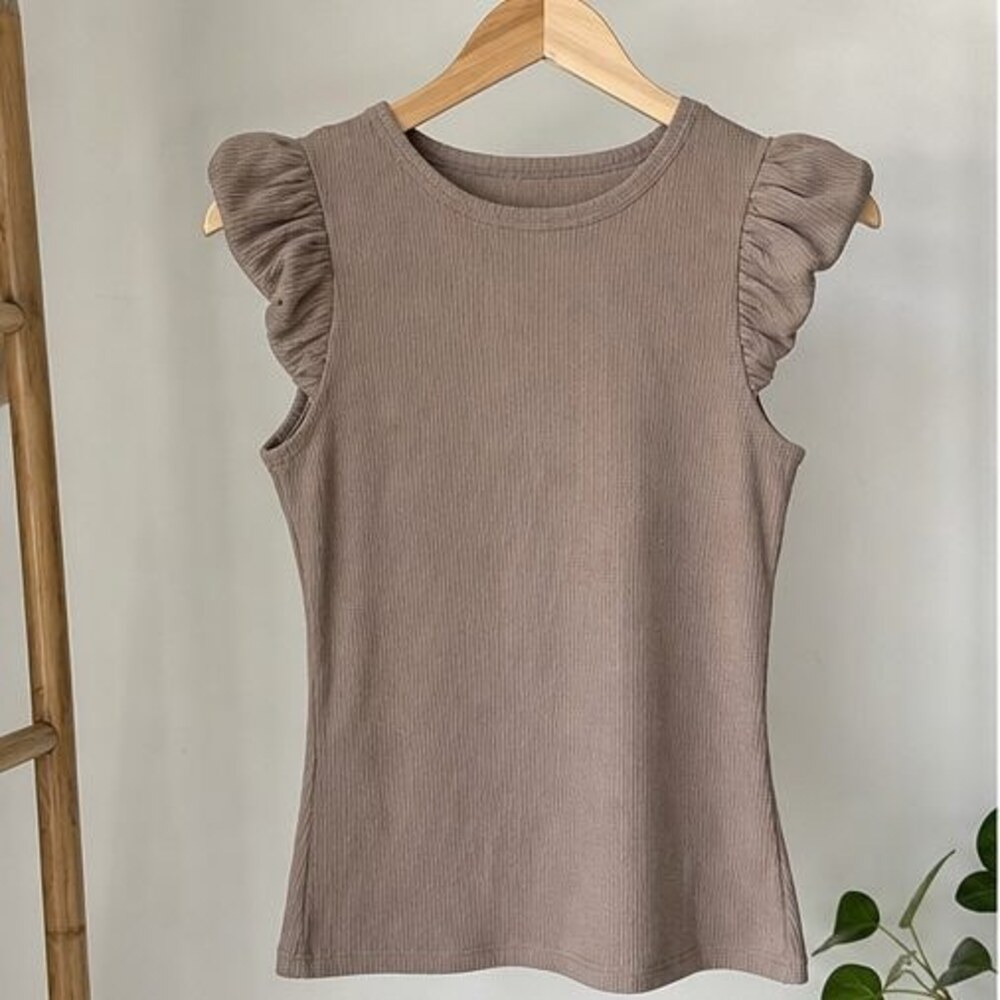 Taupe Puff Sleeve Top